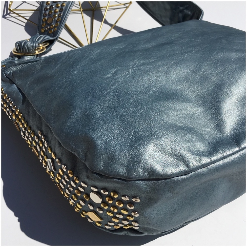 Pearl Blue Leather Handbag - Picture 7 of 8